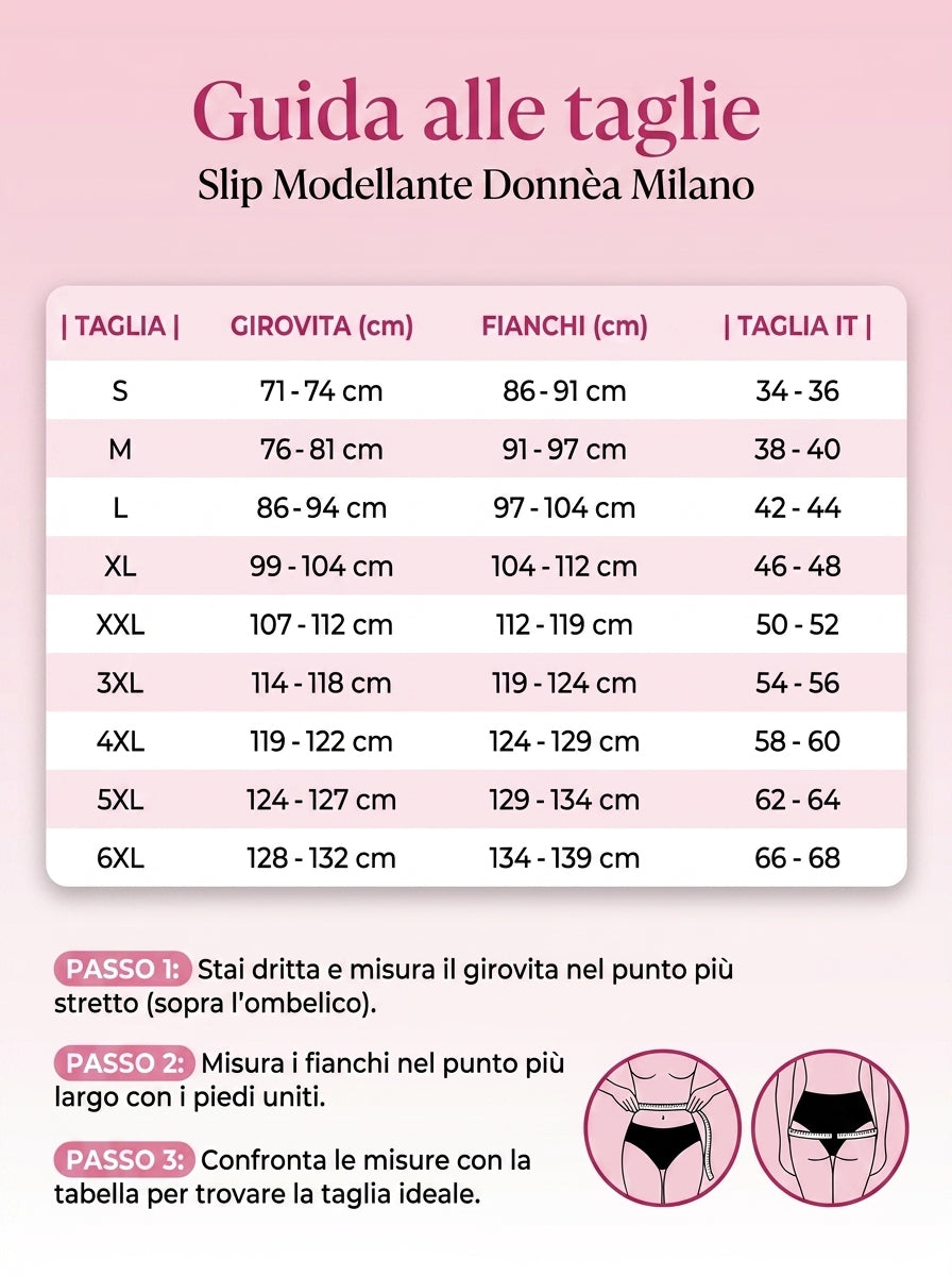 Guida alle taglie — Slip Modellante Donnèa Milano