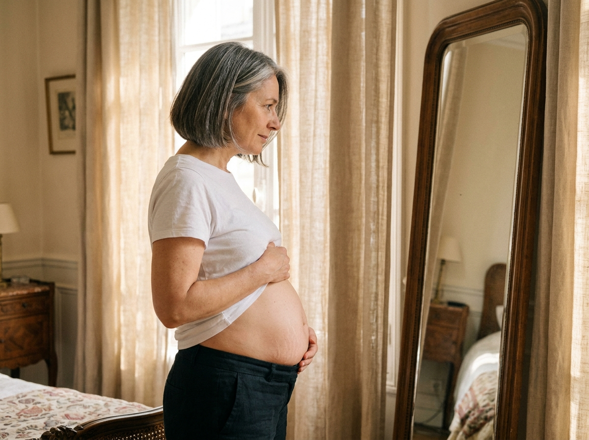 Donna di profilo — ventre post partum