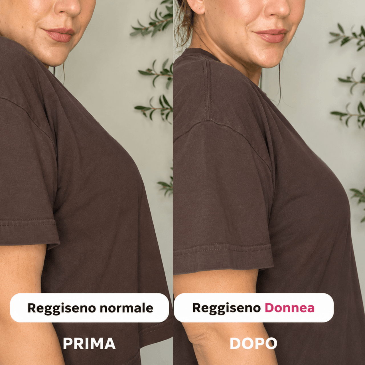 Prima e dopo — Reggiseno normale / Reggiseno Donnèa
